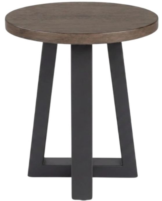 Sunny Designs™ Rowan Brown Round End Table Black Base-0