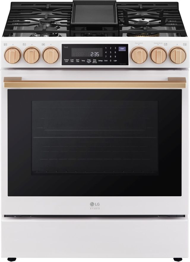 LG Studio 30" Essence White Slide In Gas Range -2
