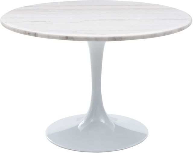 Steve Silver Co. Colfax 45" Round White Marble Top with White Base Dining Table-0
