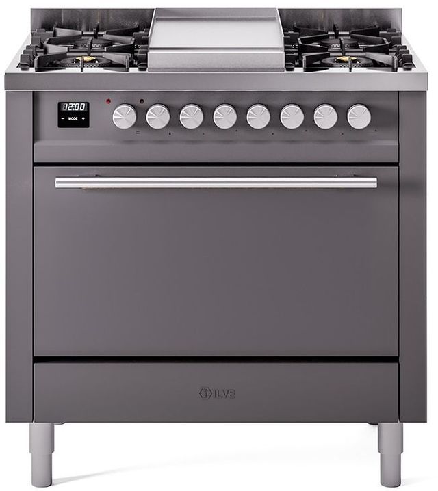 Ilve® Professional Plus II 36" Graphite Matte Pro Style Dual Fuel Range-0