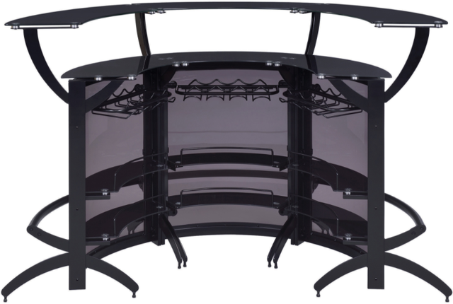 Coaster® Dallas 3-Piece Black Curved Freestanding Home Bar Cabinet Set-4