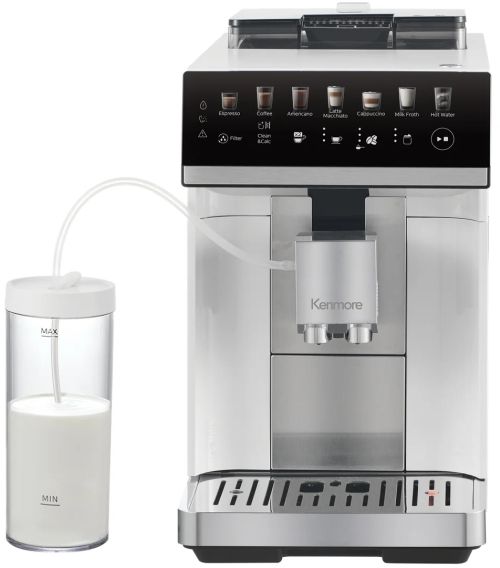 Kenmore® White Super Automatic Espresso Machine With Cream System Milk Frother & Grinder -0