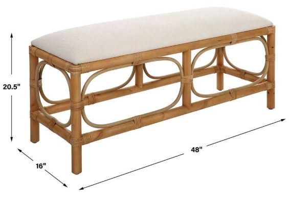 Uttermost® Laguna Crisp White Bench-2