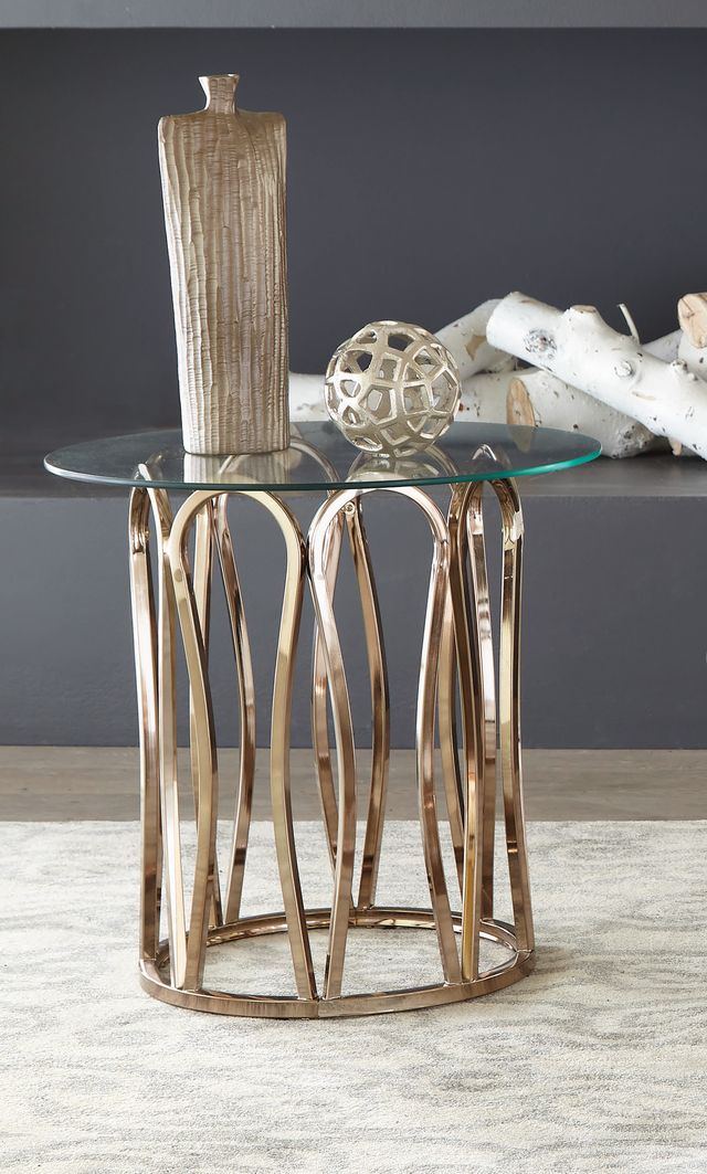 Coaster® Monett Glass Top End Table with Chocolate Chrome Base-2