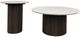Elements International Sylvie 2-Piece White Faux Marble Top Occasional Table Set with Dark Brown Base-0