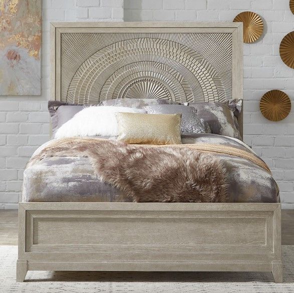 Liberty Furniture Belmar Silver Champagne/Washed Taupe Queen Panel Bed-1