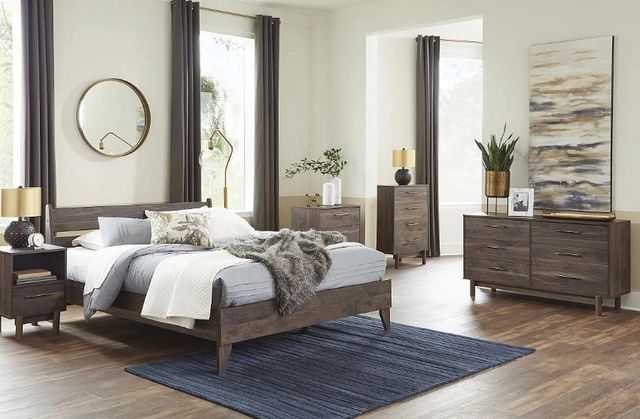 Signature Design by Ashley® Calverson Mocha Queen Panel Platform Bed-3