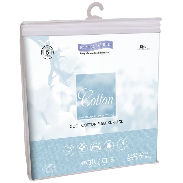Protect-A-Bed® Naturals White Cotton Waterproof King Pillow Protector-2