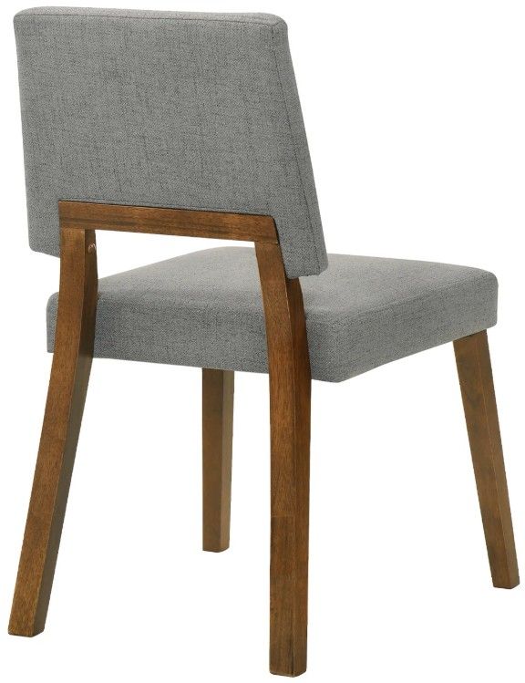 Armen Living Channell 4-Piece Charcoal/Walnut Upholstered Wood Dining Chair Set-4