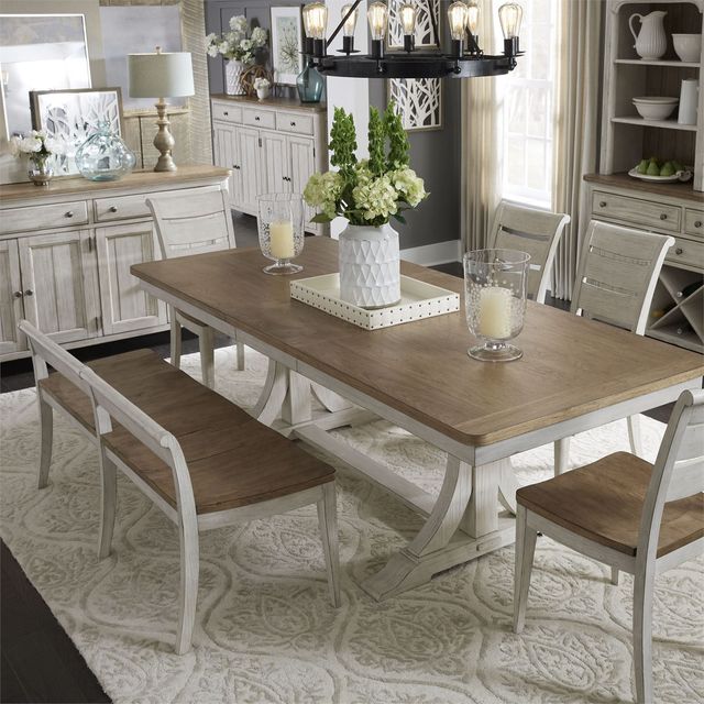 Liberty Furniture Farmhouse Reimagined Antique White/Chestnut Bench-2