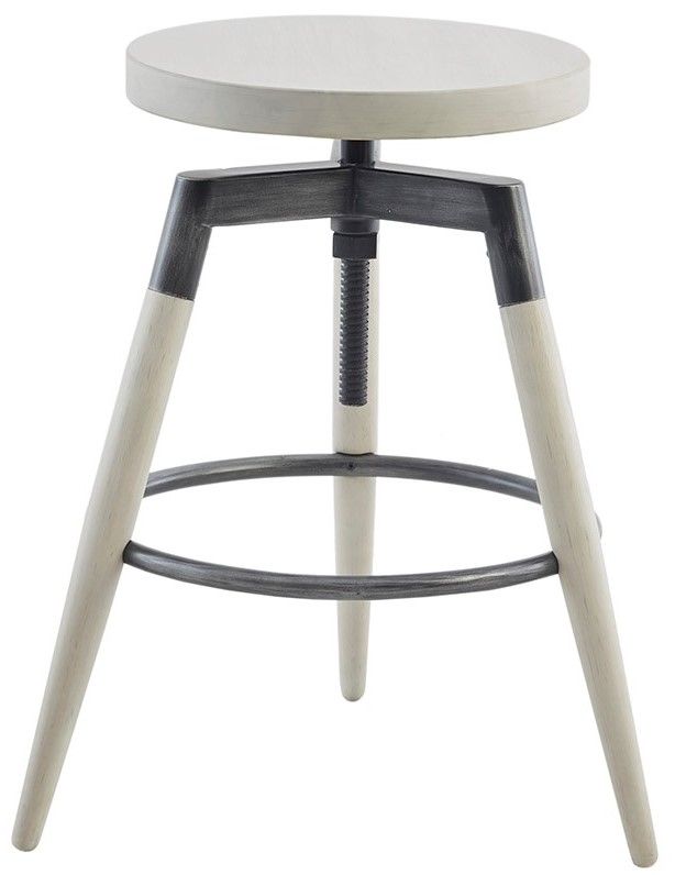 Olliix by INK+IVY Frazier Reclaimed White Counter Stool with Adjustable Height-0