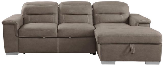 Mazin Furniture Alfio 2-Piece Taupe Right-Arm Facing Pullout Sleeper Sectional and Hidden Storage Chaise-1