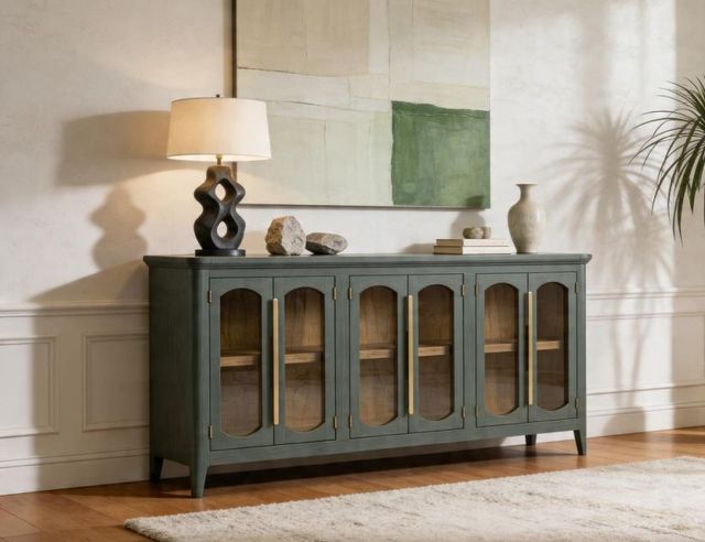 International Furniture Direct Brava Green 6-Door Console-2