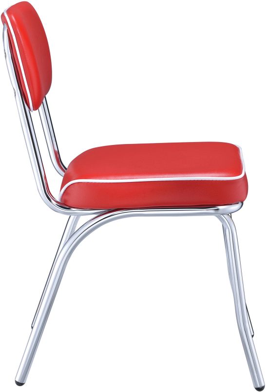 Coaster® Retro 2-Piece Red/Chrome Side Chairs | Jarons