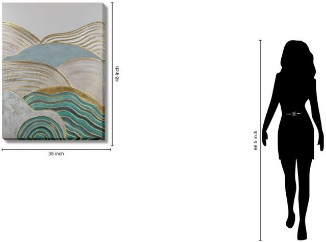 Classy Living Mesmerizing Golden Crest Ocean Abstraction Wall Art-2