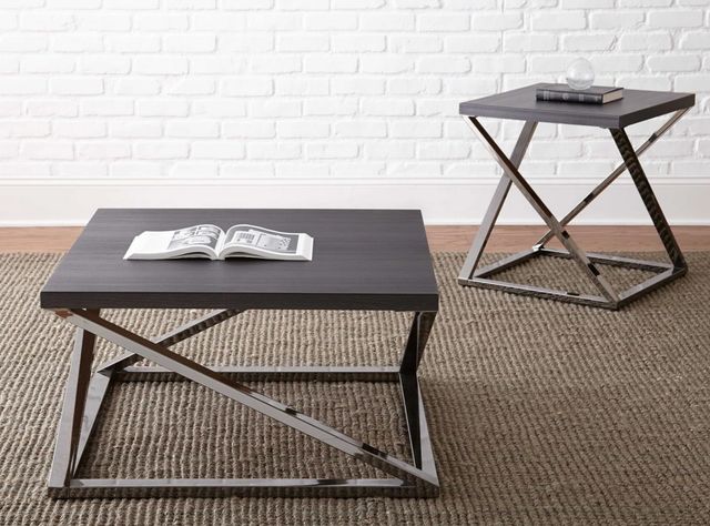 Steve Silver Co. Aegean Black End Table with Nickel Base-1