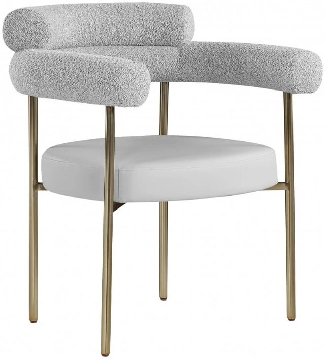 Meridian Furniture Blake Taupe/Brushed Brass Dining Arm Chair-0
