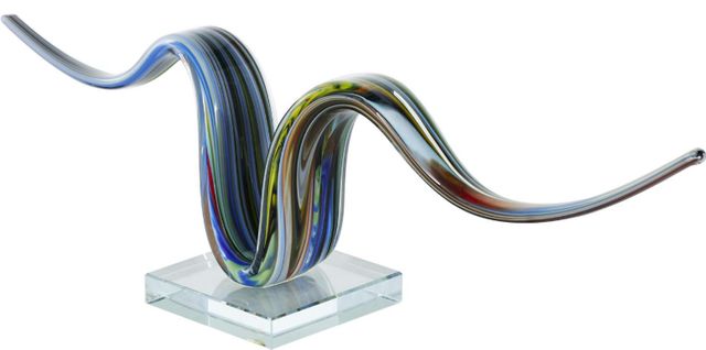 Deco Marche Multi-Colored Abstract Wave Sculpture with Clear Base-1