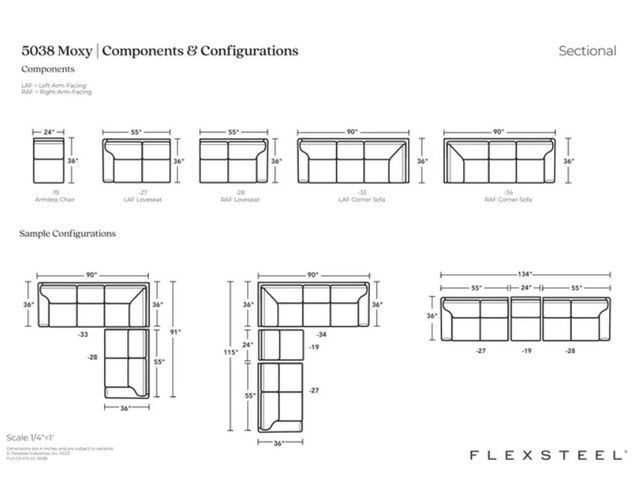 Flexsteel® Customizable Moxy 2-Piece Modular Sectional with Formal Panel Roll Arm-2