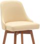 Armen Living Sicily Cream/Walnut Swivel Counter Stool-3