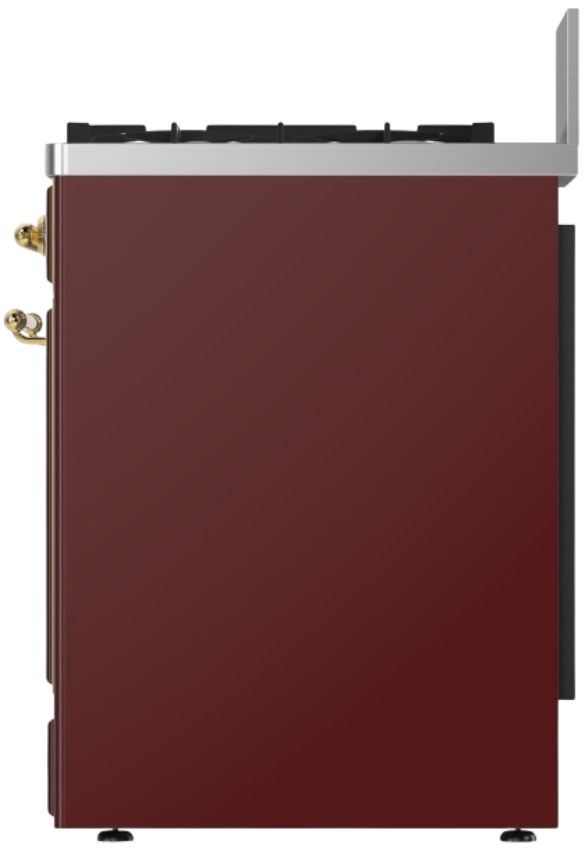 Ilve® Majestic III 30" Burgundy Pro Style Dual Fuel Natural Gas Range with Triple Glass Door and Brass Trim-3