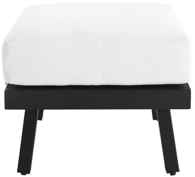 Linon Alora White/Black Aluminum/Fabric Outdoor Ottoman-2