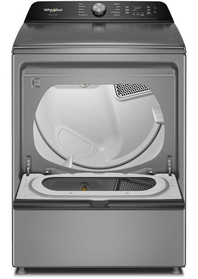 Whirlpool® 7.5 Cu. Ft. Radiant Silver Smart Gas Dryer with Steam Iron and AI Dry-1