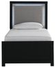 Signature Design by Ashley® Raechalla Black Youth Twin Upholstered Panel Bed-2