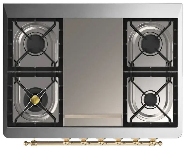 Ilve® Majestic III 36" Custom Pro Style Dual Fuel Natural Gas Range with Solid Door and Brass Trim-2