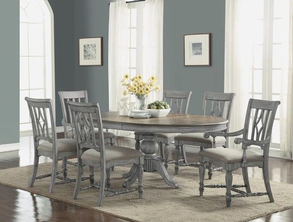 Flexsteel® Plymouth 2-Piece Weathered Graywash Upholstered Dining Arm Chair Set-1