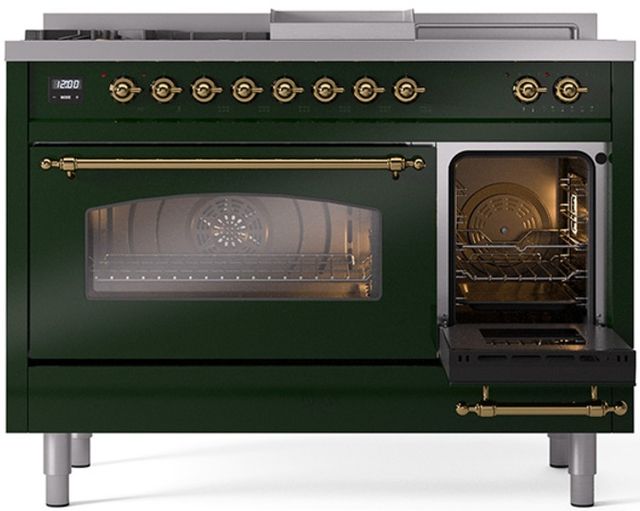 Ilve® Nostalgie II Series 48" Emerald Green Pro Style Dual Fuel Range-3