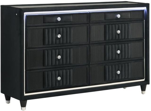 Coaster® Ravenne Black Upholstered LED Dresser-0