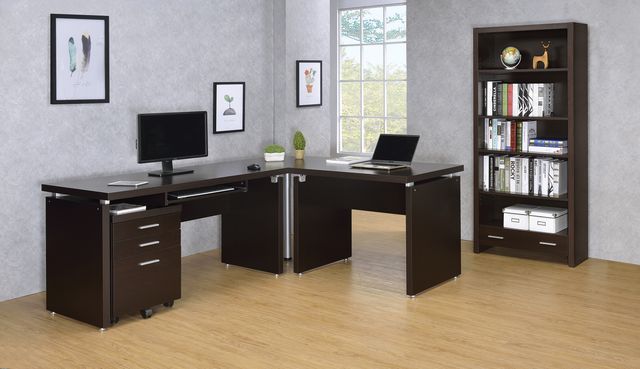 Coaster® Skylar Cappuccino 5-Shelf Bookcase With Storage Drawer-2