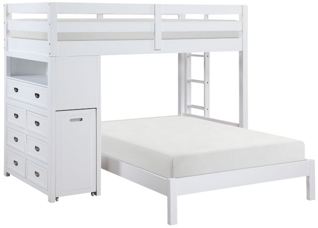Homelegance® Sloane White Twin over Full Youth Loft Bunk Bed with Chest and Hidden Desk-0