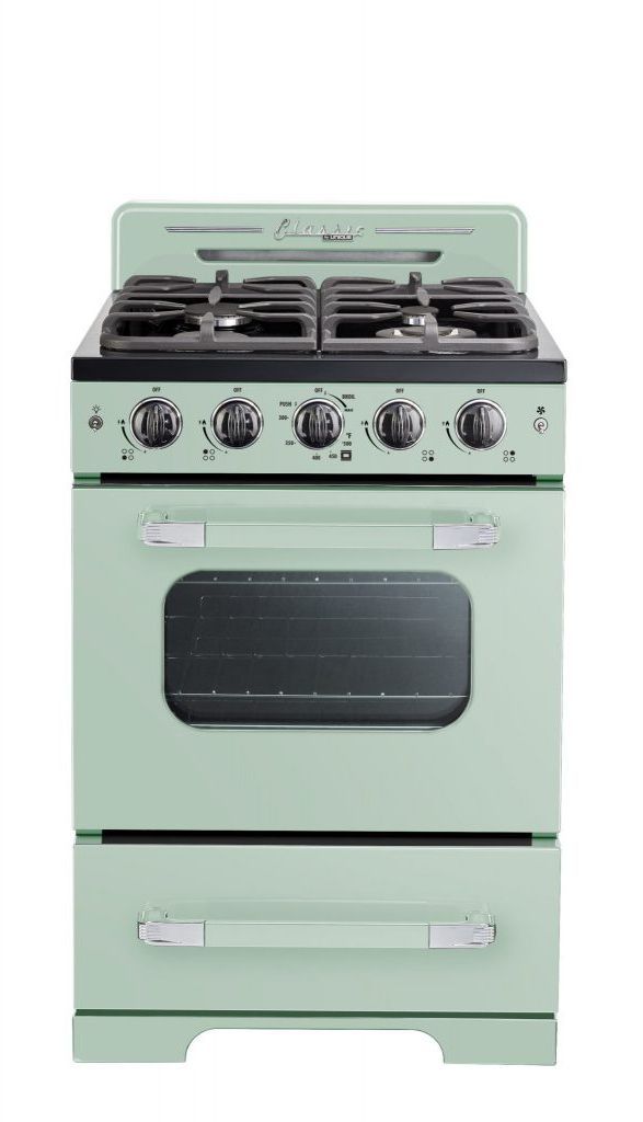 Unique® Appliances Classic Retro 24" Summer Mint Green Freestanding Natural Gas Range-0