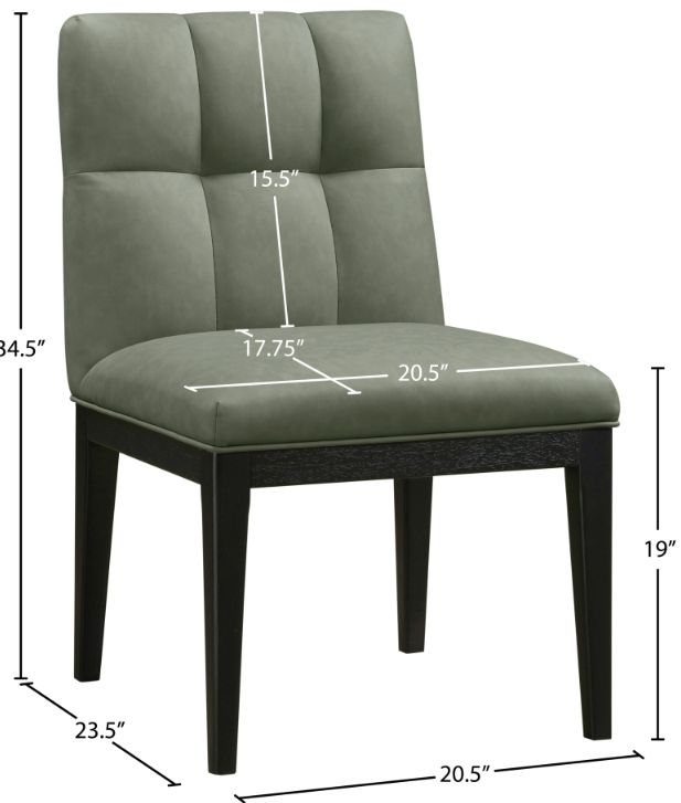 Meridian Furniture Adrian Green/Black Leather Upholstered Dining Side Chair-2