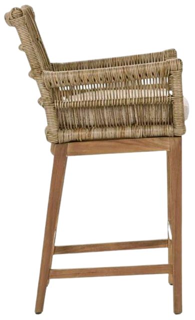 Classic Home Valerie Brown Olefin/Wooden Outdoor Counter Stool-3