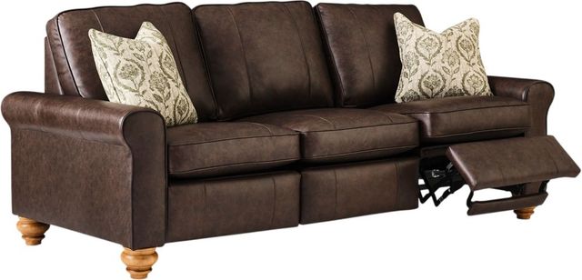 Best® Home Furnishings Customizable Weston Coll. Leather Manual Reclining Sofa with Honey Birch Legs-0