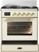 Ilve® Majestic III 30" Antique White Pro Style Dual Fuel Natural Gas Range with Triple Glass Door and BrassTrim-1