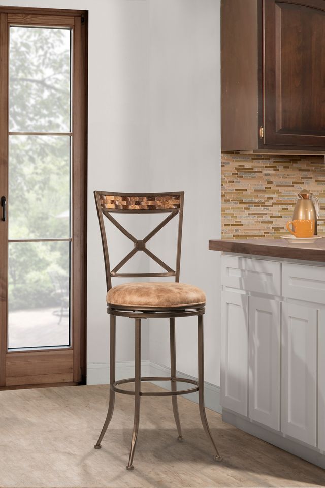 HH2 Home Compton Brown/Coconut Shell Panel Top Swivel Bar Stool-1