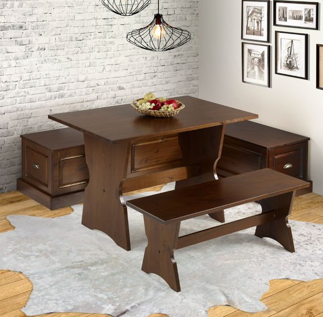 Linon Caron 3-Piece Walnut Backless Nook-1