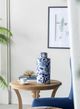 A & B Home Blue/White Magnolia Pattern Lidded Jar-5