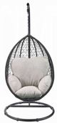ACME Furniture Simona Beige/Black Metal/Wicker Outdoor Hanging Chair with Stand-3