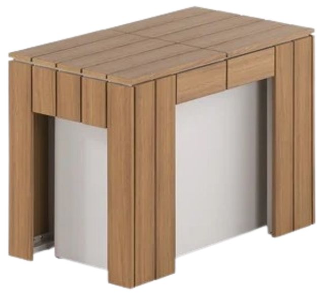 Transformer Table Transformer Light Gray/Light Oak Aluminum/Polystyrene Outdoor Extendable Dining Bench-0