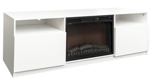 Mazin Furniture Amari Glossy White 70" TV Stand with Fireplace-0