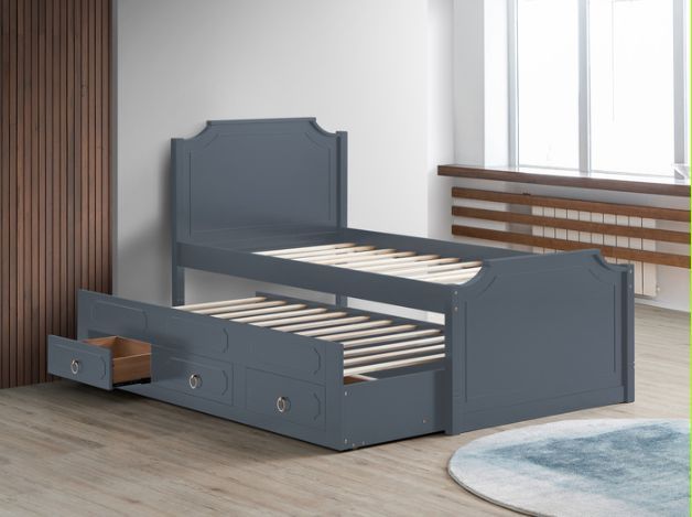 Milton Greens Stars Dark Gray Twin Scalloped Top Wooden Platform Bed with Trundle-3