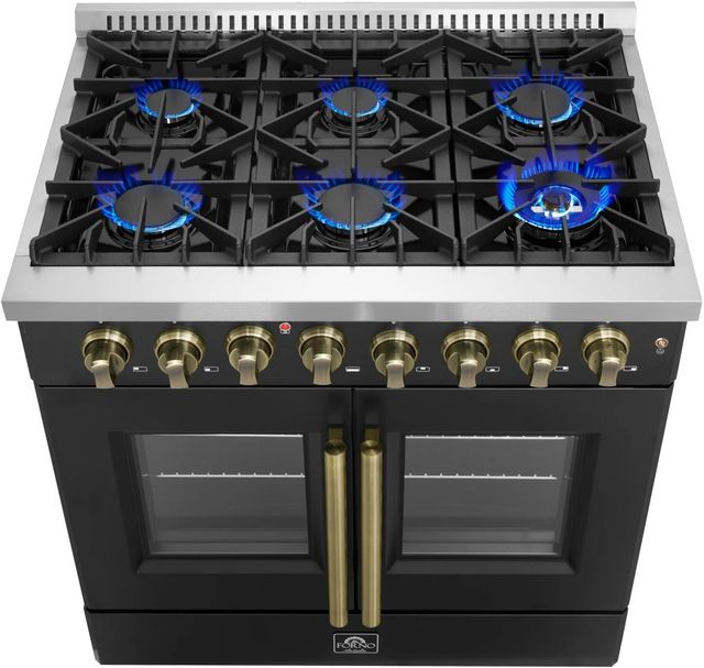 FORNO® Galiano 36" Black Pro Style Dual Fuel Range-2