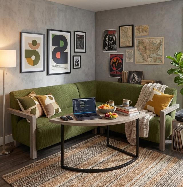 Sunny Designs™ Gibson Green/Warm Wheat Breakfast Nook Sofa Bench Set-1