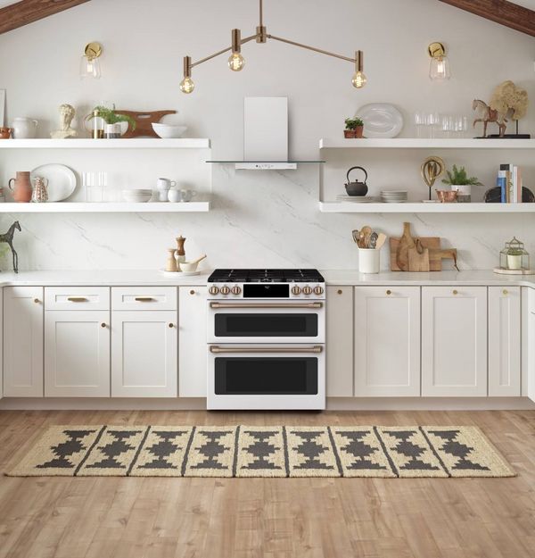 Café 30" Matte White Wall Mount Glass Canopy Chimney Hood