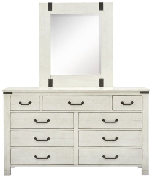 Magnussen Home® Chesters Mill Aged Iron/Alabaster Dresser and Mirror-1